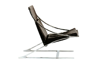 Paul Tuttle Rare Carson-Johnson “Z” chair in chromed  steel and leather. USA, c. 1964 28.5”H x 26.75”W x 19.5”D